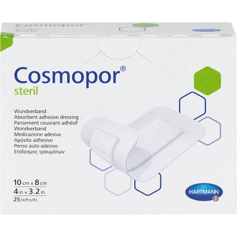 Das Produktfoto zeigt Cosmopor Steril Wundverband 8x10 Cm (25 stk) PZN 14374299