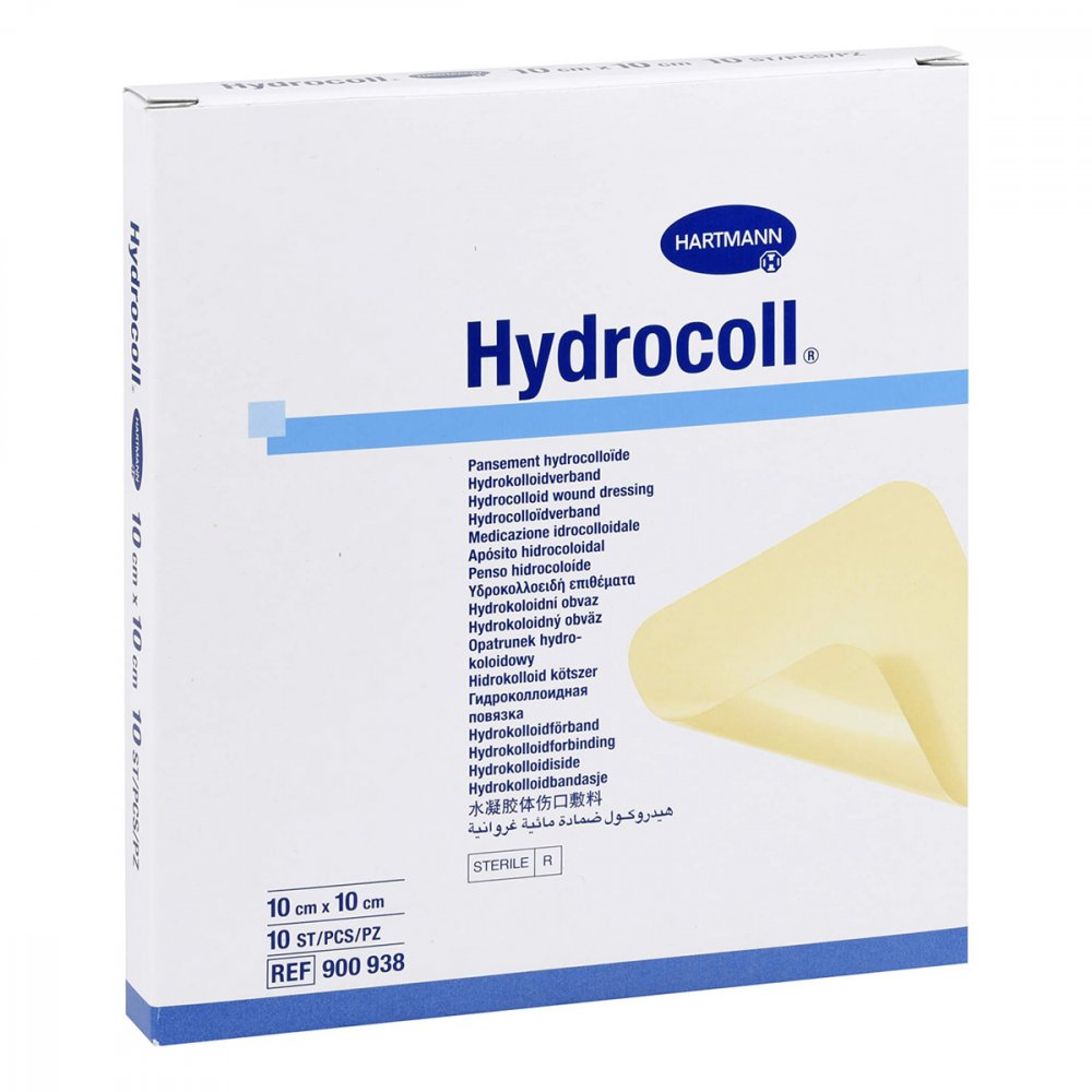 Das Produktfoto zeigt Hydrocoll Wundverband 10x10 Cm (10 stk) PZN 14374336