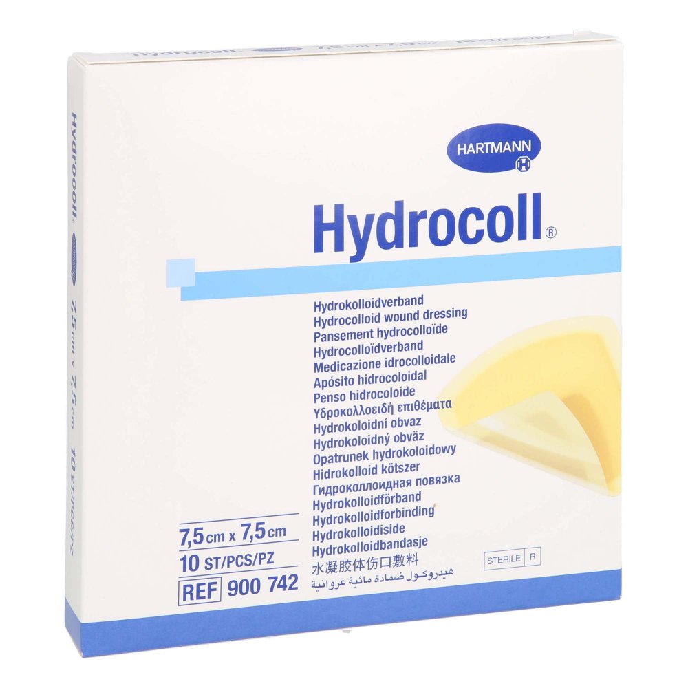 Das Produktfoto zeigt Hydrocoll Wundverband 7,5x7,5 Cm (10 stk) PZN 14374359