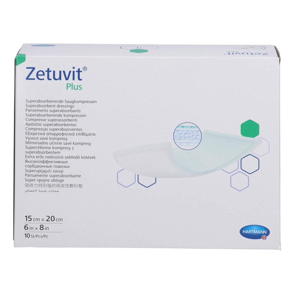 Das Produktfoto zeigt Zetuvit Plus Extrastarke Saugkompr.Steril 15x20 Cm (10 stk) PZN 14374750