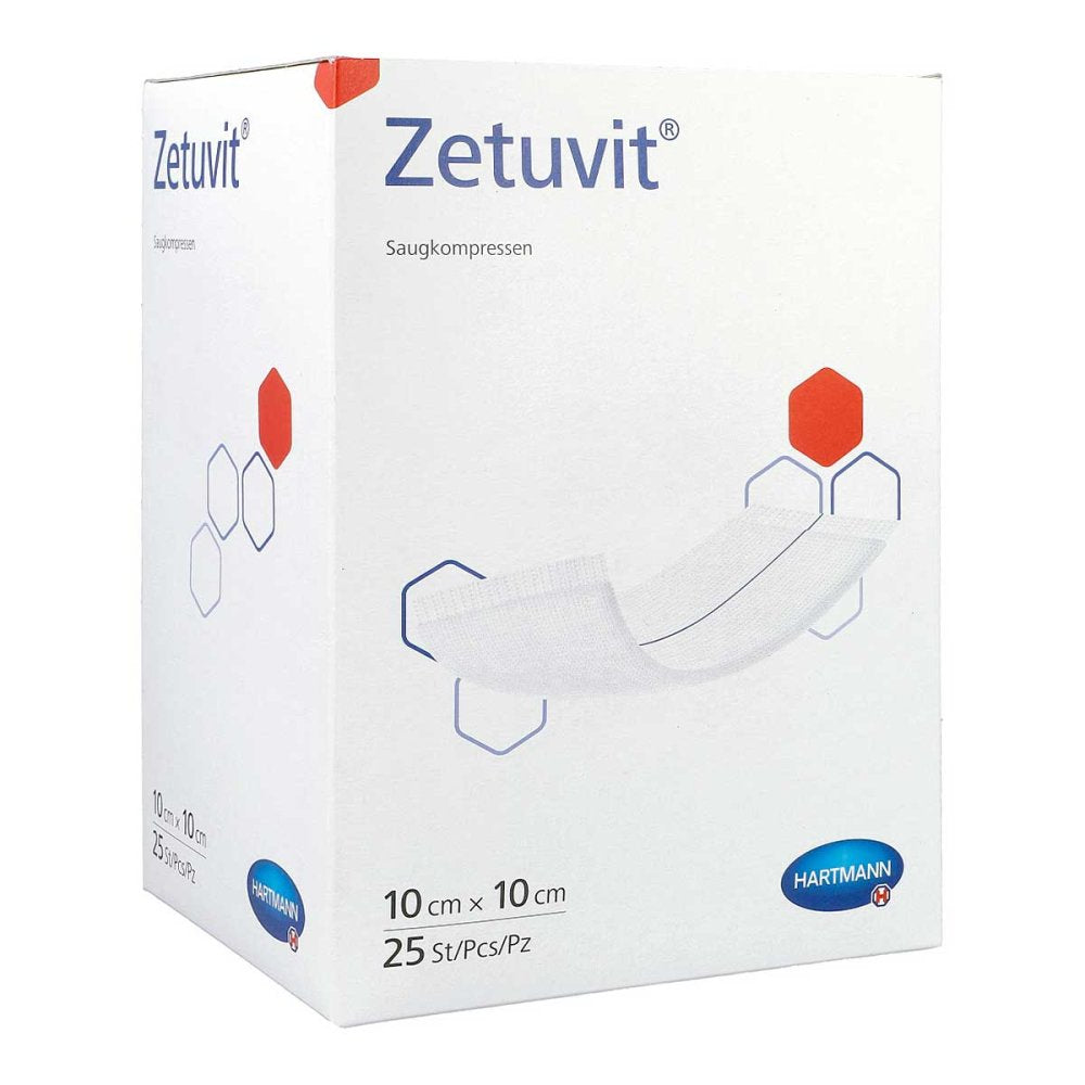 Das Produktfoto zeigt Zetuvit Saugkompressen Steril 10x10 Cm (25 stk) PZN 14374767