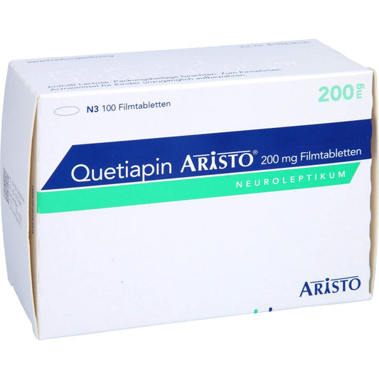Das Produktfoto zeigt Quetiapin Aristo 200 Mg Filmtabletten (100 stk) PZN 14385819