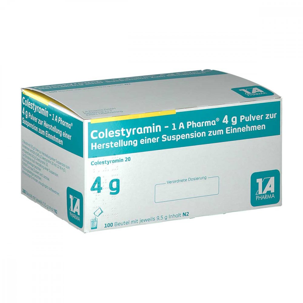 Colestyramin-1a Pharma 4 G Plv.Z.H.E.Susp.Z.Einn. (100 stk)