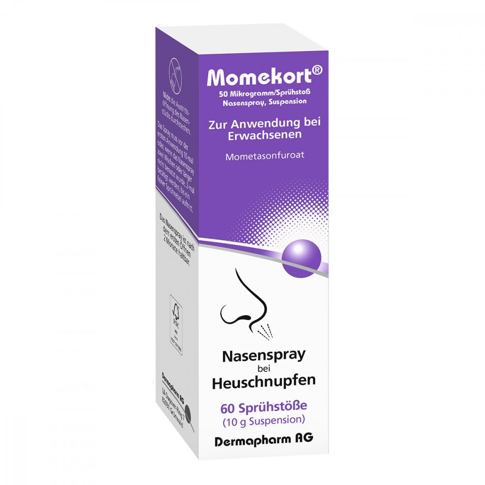 Das Produktfoto zeigt Momekort 50 Μg/Sprühst.Nasenspr.Susp.60 Erwachsene (10 g) PZN 14406622