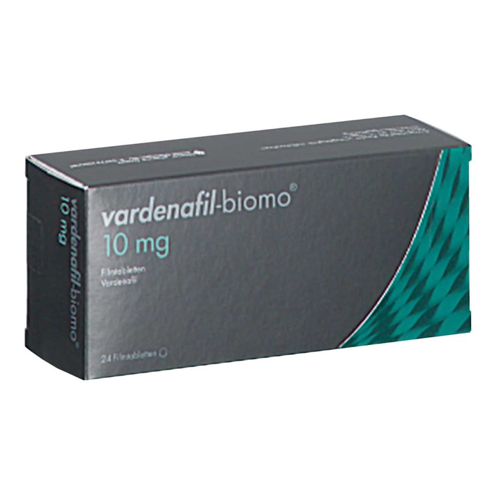 Das Produktfoto zeigt Vardenafil-Biomo 10 Mg Filmtabletten (24 stk) PZN 14413183