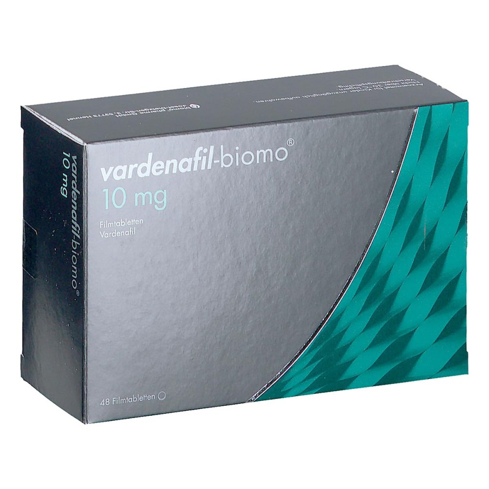 Das Produktfoto zeigt Vardenafil-Biomo 10 Mg Filmtabletten (48 stk) PZN 14413208