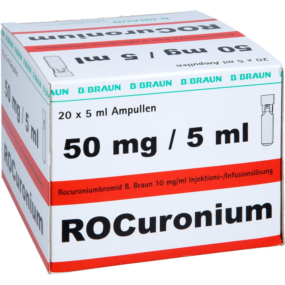 Das Produktfoto zeigt Rocuroniumbromid B.Braun 10 Mg/Ml Iil Miniplasco (20X5 ml) PZN 14438786