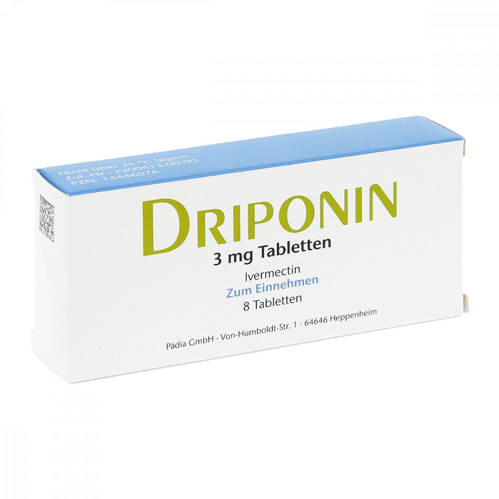 Das Produktfoto zeigt Driponin 3 Mg Tabletten (8 stk) PZN 14446076