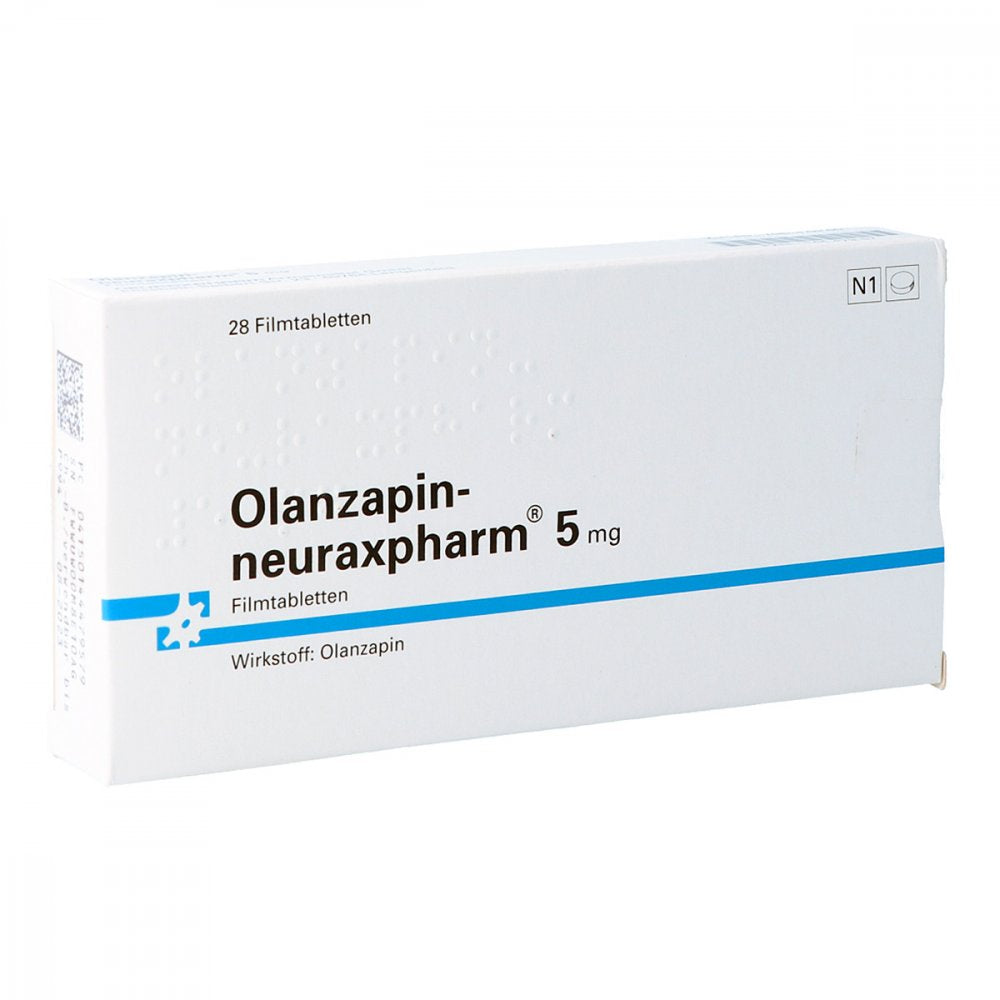 Das Produktfoto zeigt Olanzapin-Neuraxpharm 5 Mg Filmtabletten (28 stk) PZN 14447957
