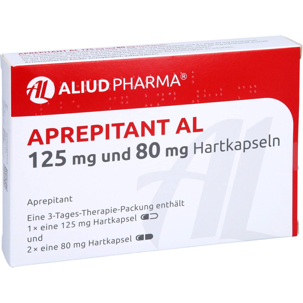 Das Produktfoto zeigt Aprepitant Al 125 Mg Und 80 Mg Hartkapseln (3 stk) PZN 14853031