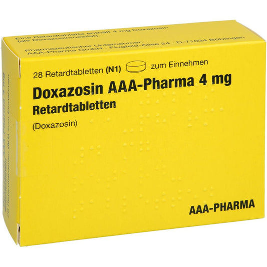 Das Produktfoto zeigt Doxazosin Aaa-Pharma 4 Mg Retardtabletten (28 stk) PZN 14853278