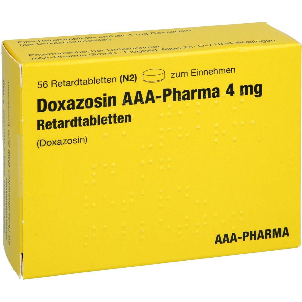 Das Produktfoto zeigt Doxazosin Aaa-Pharma 4 Mg Retardtabletten (56 stk) PZN 14853284