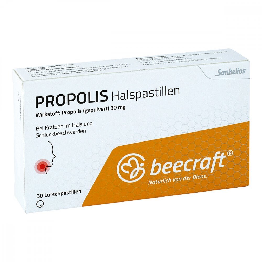 Das Produktfoto zeigt Beecraft Propolis Halspastillen (30 stk) PZN 15024093