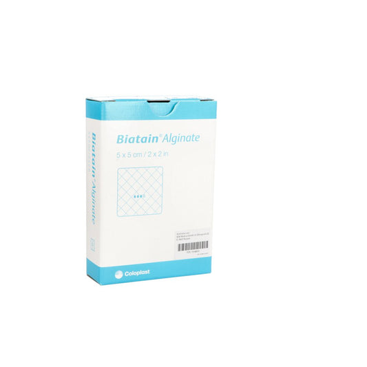 Das Produktfoto zeigt Biatain Alginate Kompressen 5x5 Cm (10 stk) PZN 15198315