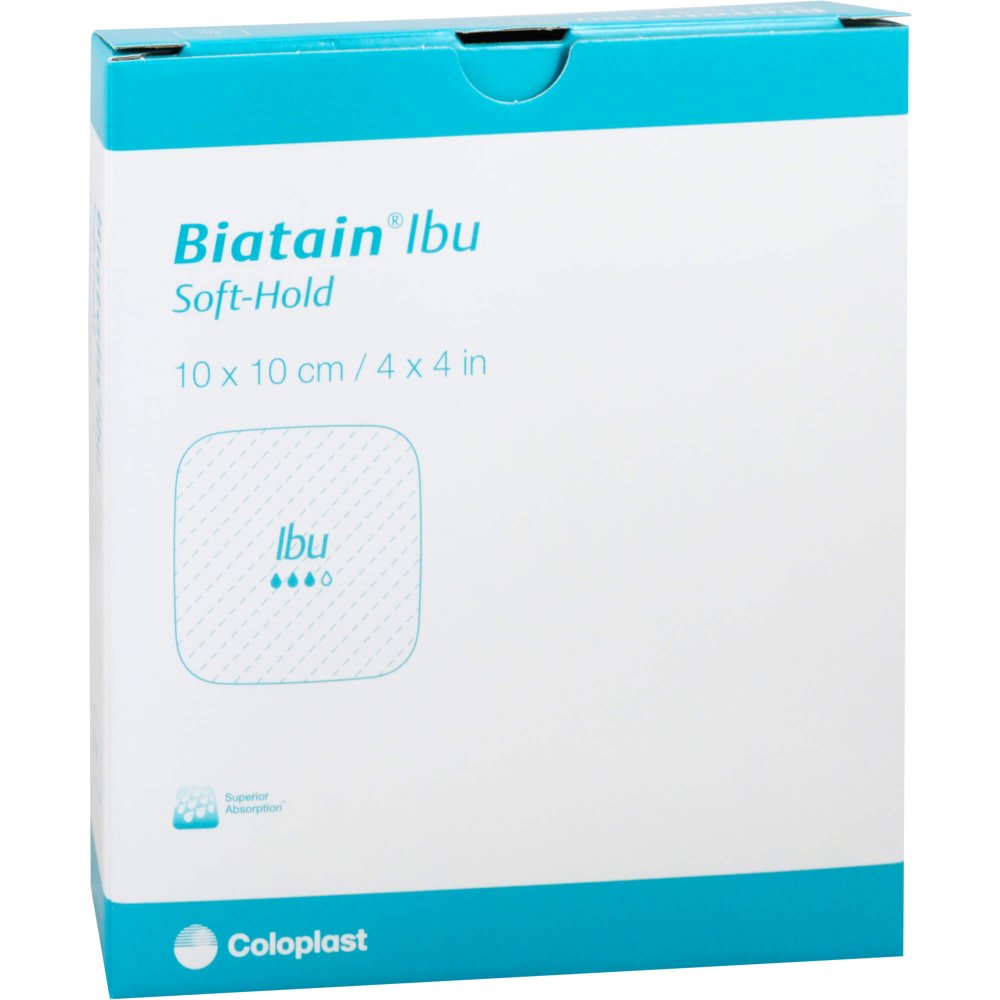 Das Produktfoto zeigt Biatain Ibu Schaumverband 10x10 Cm Sanft Haftend (5 stk) PZN 15198321