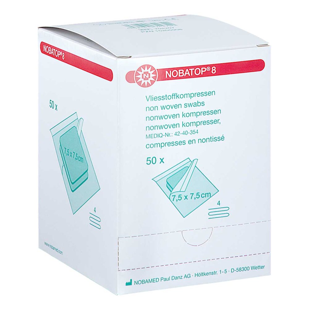 Nobatop 8 Kompressen 7,5x7,5 Cm Steril (50X2 stk)