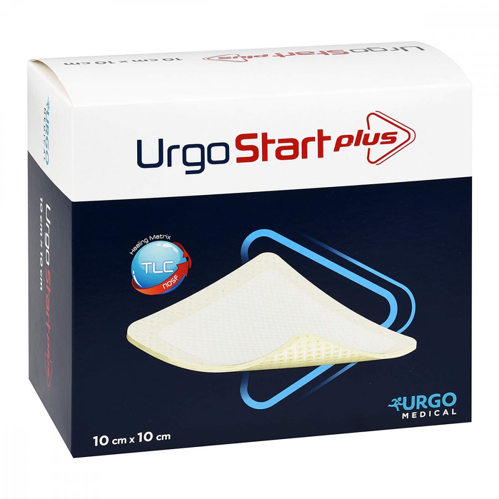 Das Produktfoto zeigt Urgostart Plus 10x10 Cm Wundverband (20 stk) PZN 15210625