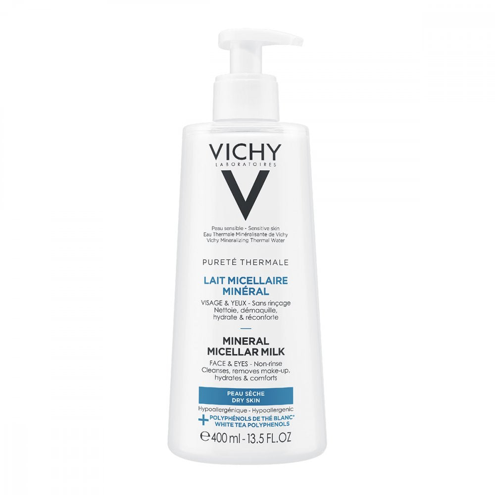 Das Produktfoto zeigt Vichy Purete Thermale Mineral Mizellen-Milch Dry (400 ml) PZN 15211317