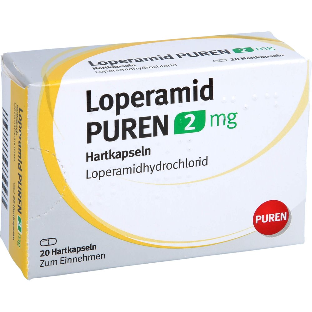 Das Produktfoto zeigt Loperamid Puren 2 Mg Hartkapseln (20 stk) PZN 15237162