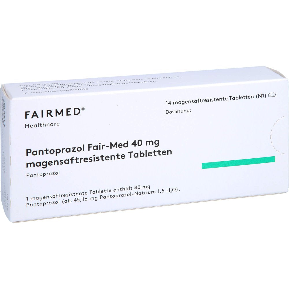 Das Produktfoto zeigt Pantoprazol Fair-Med 40 Mg Magensaftres.Tabletten (14 stk) PZN 15243257