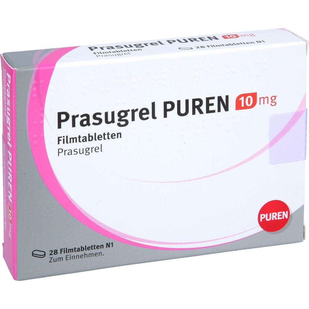 Das Produktfoto zeigt Prasugrel Puren 10 Mg Filmtabletten (28 stk) PZN 15245256
