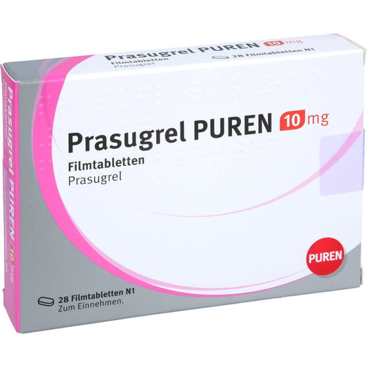 Das Produktfoto zeigt Prasugrel Puren 10 Mg Filmtabletten (28 stk) PZN 15245256