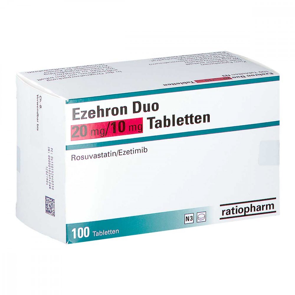 Das Produktfoto zeigt Ezehron Duo 20 Mg/10 Mg Tabletten (100 stk) PZN 15264035