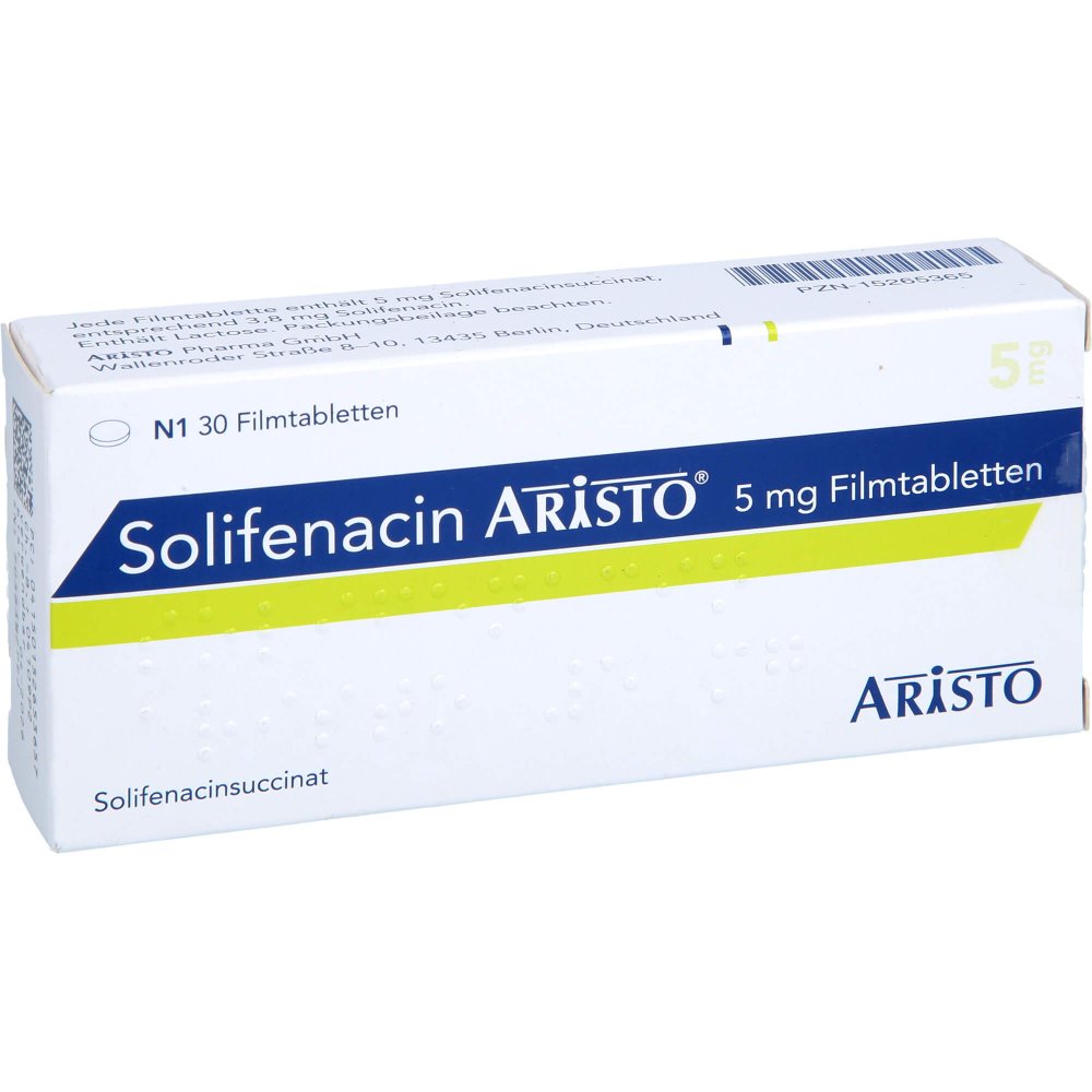 Das Produktfoto zeigt Solifenacin Aristo 5 Mg Filmtabletten (30 stk) PZN 15265365