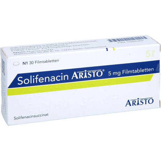 Das Produktfoto zeigt Solifenacin Aristo 5 Mg Filmtabletten (30 stk) PZN 15265365