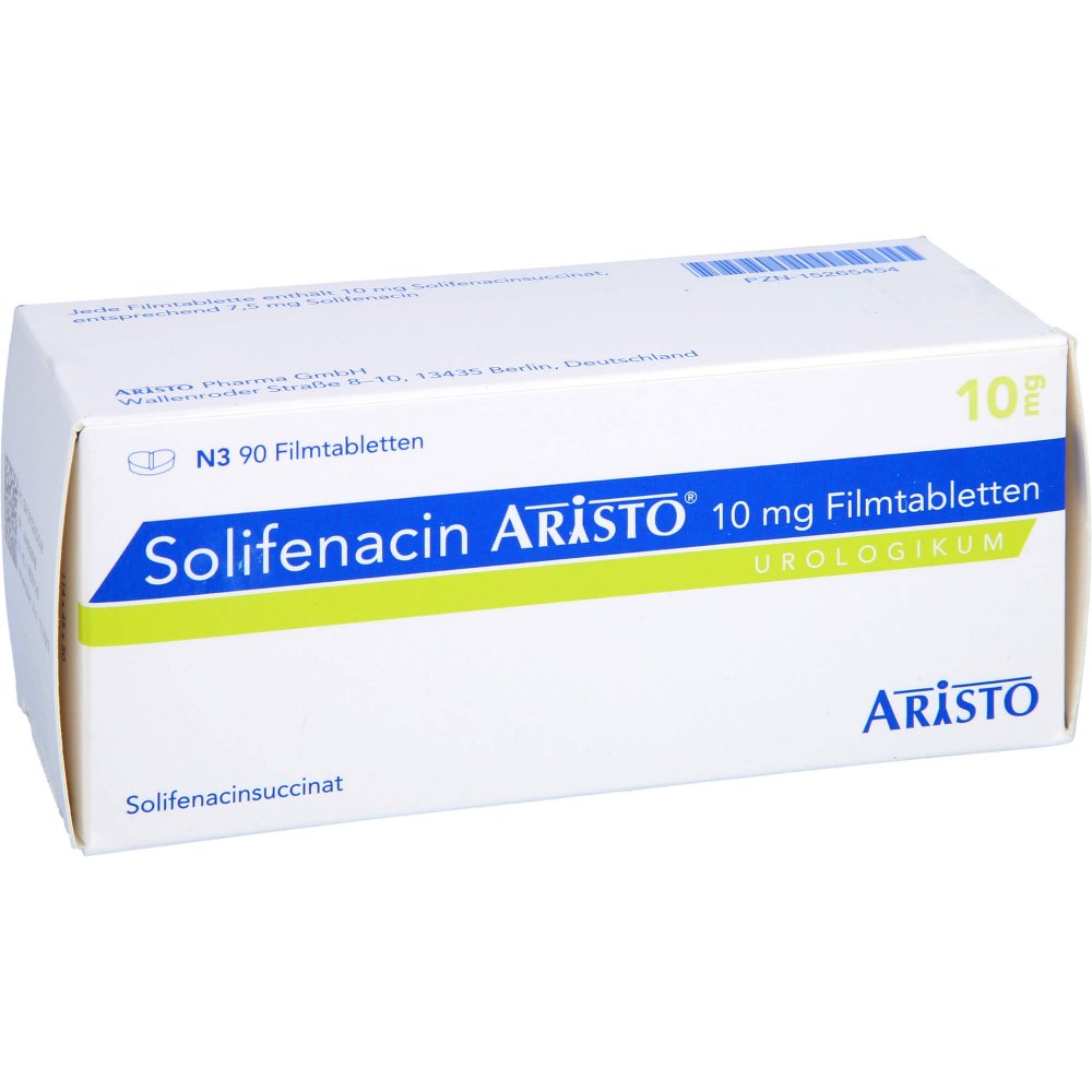 Das Produktfoto zeigt Solifenacin Aristo 10 Mg Filmtabletten (90 stk) PZN 15265454