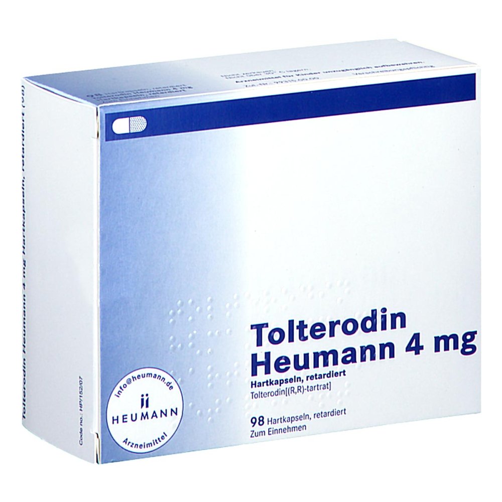 Das Produktfoto zeigt Tolterodin Heumann 4 Mg Hartkapseln Retardiert (98 stk) PZN 15269475
