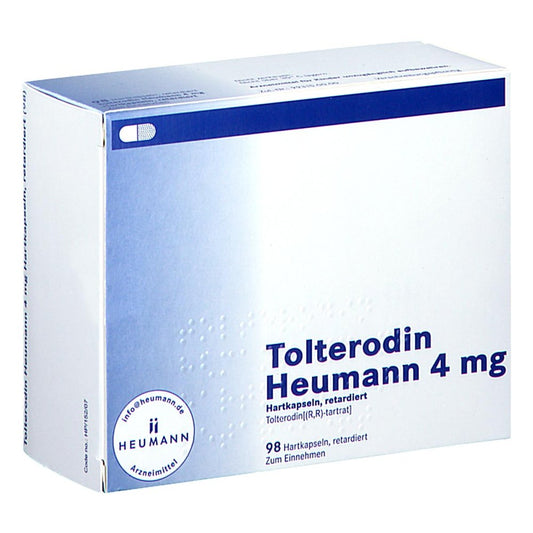 Das Produktfoto zeigt Tolterodin Heumann 4 Mg Hartkapseln Retardiert (98 stk) PZN 15269475