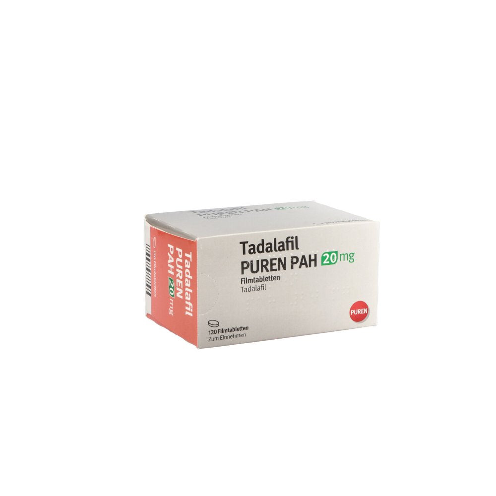 Das Produktfoto zeigt Tadalafil Puren Pah 20 Mg Filmtabletten (120 stk) PZN 15270490