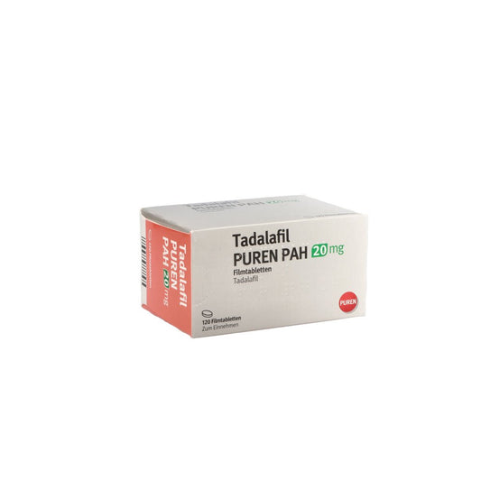 Das Produktfoto zeigt Tadalafil Puren Pah 20 Mg Filmtabletten (120 stk) PZN 15270490