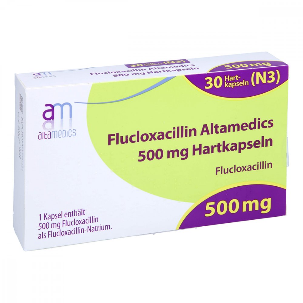 Das Produktfoto zeigt Flucloxacillin Altamedics 500 Mg Hartkapseln (30 stk) PZN 15270633