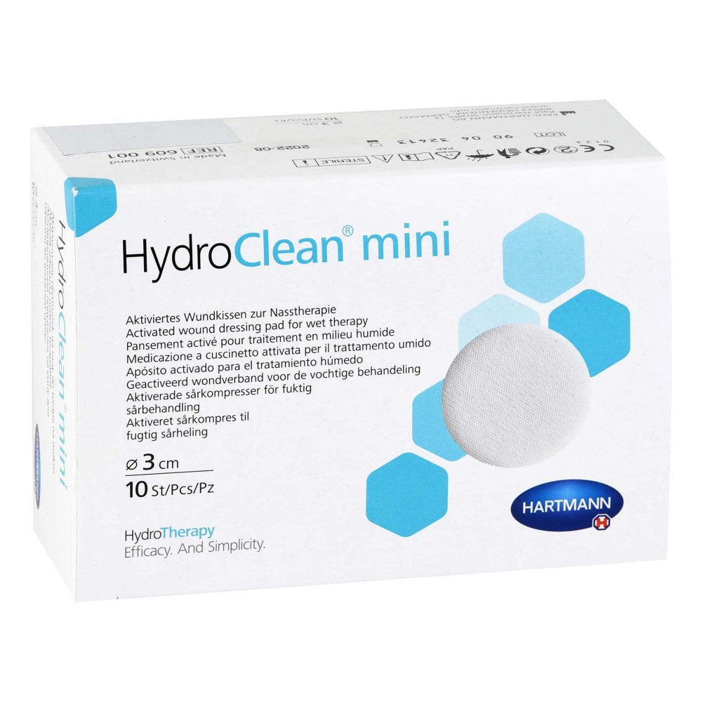 Das Produktfoto zeigt Hydroclean Mini Kompressen 3 Cm Rund Steril (10 stk) PZN 15297052