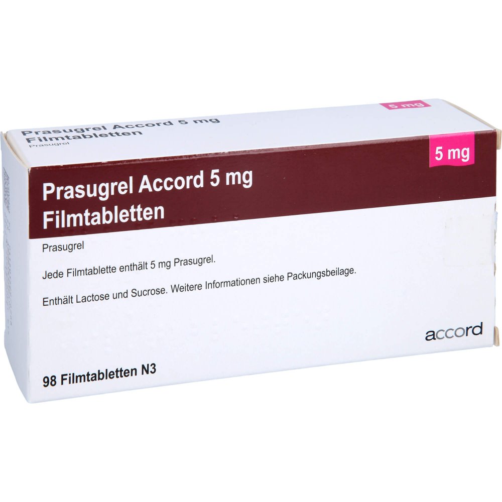 Das Produktfoto zeigt Prasugrel Accord 5 Mg Filmtabletten (98 stk) PZN 15297626