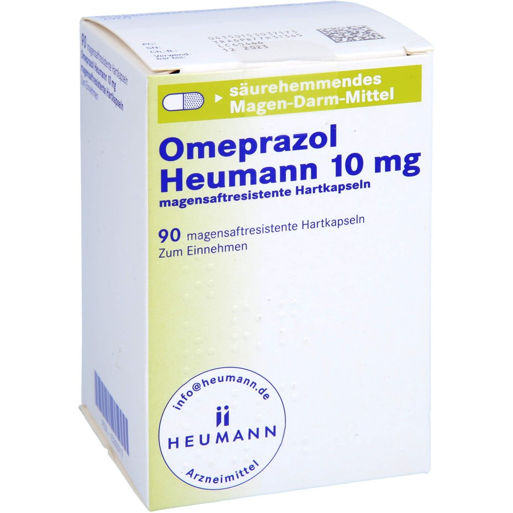 Das Produktfoto zeigt Omeprazol Heumann 10 Mg Magensaftres.Hartkapseln (90 stk) PZN 15303717