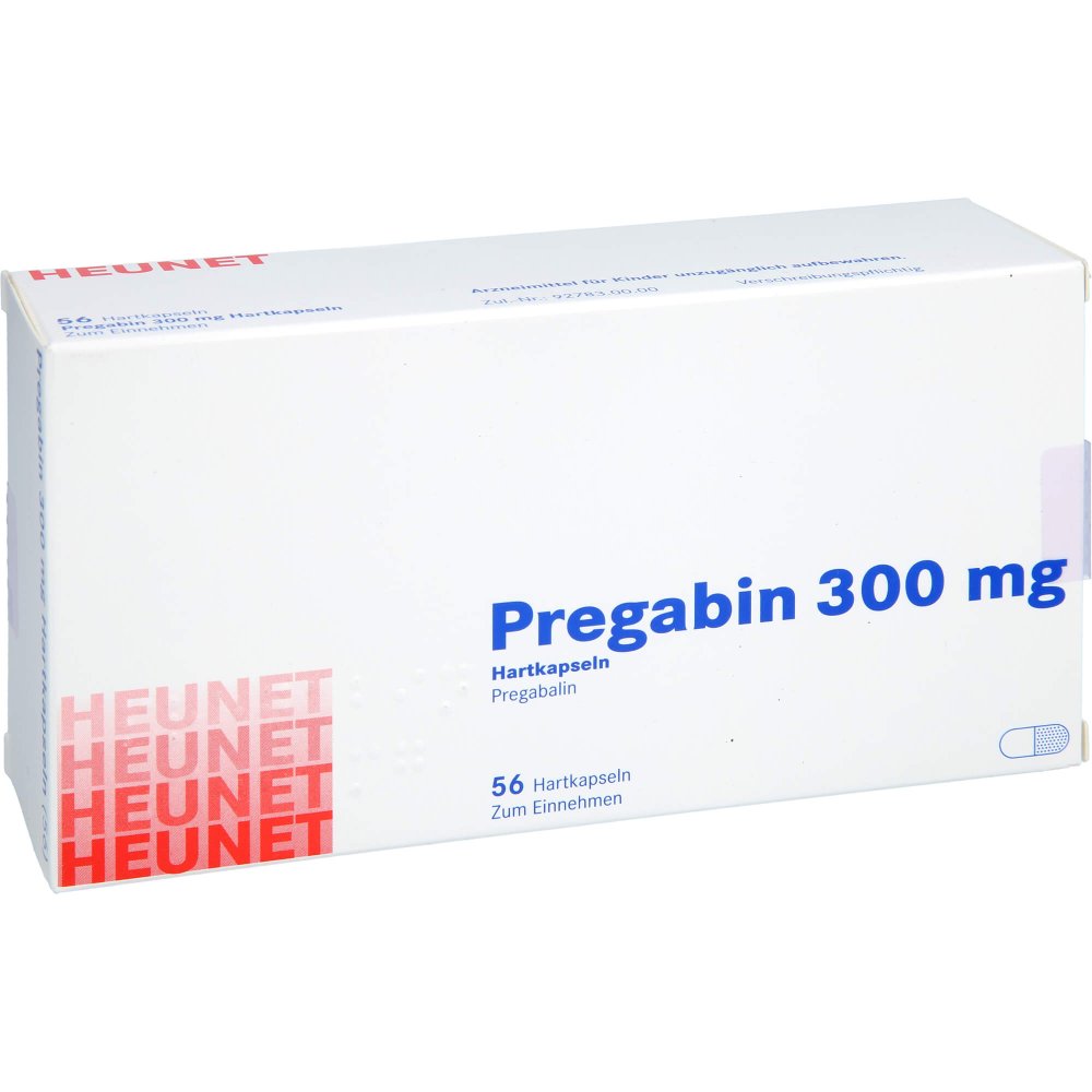 Das Produktfoto zeigt Pregabin 300 Mg Hartkapseln Heunet (56 stk) PZN 15303953