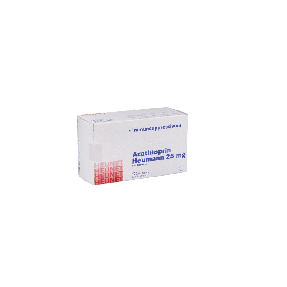 Das Produktfoto zeigt Azathioprin Heumann 25 Mg Filmtabletten Heunet (100 stk) PZN 15304125