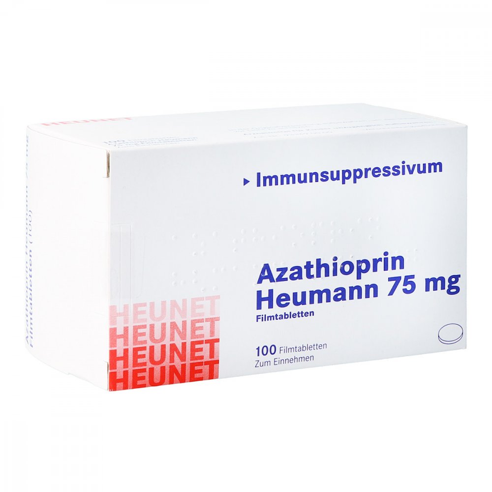Das Produktfoto zeigt Azathioprin Heumann 75 Mg Filmtabletten Heunet (100 stk) PZN 15304160
