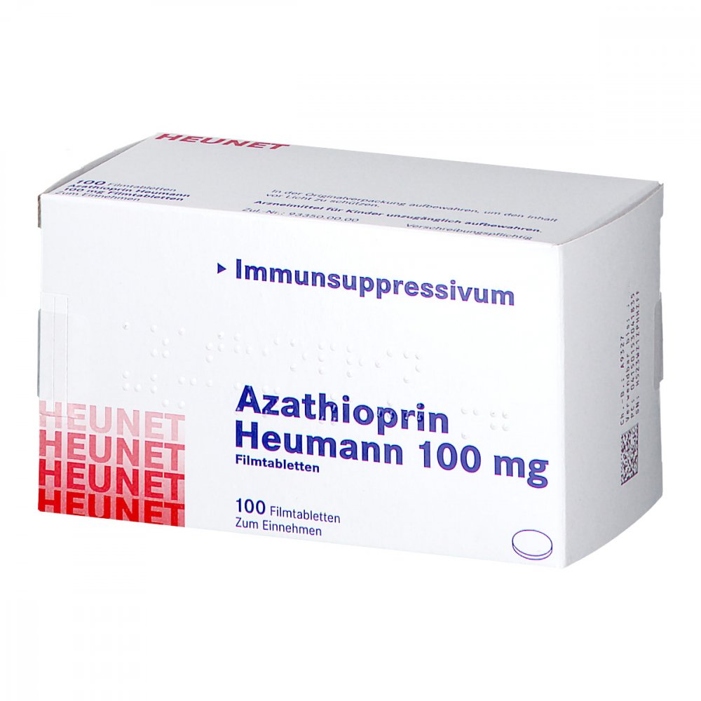Das Produktfoto zeigt Azathioprin Heumann 100 Mg Filmtabletten Heunet (100 stk) PZN 15304183