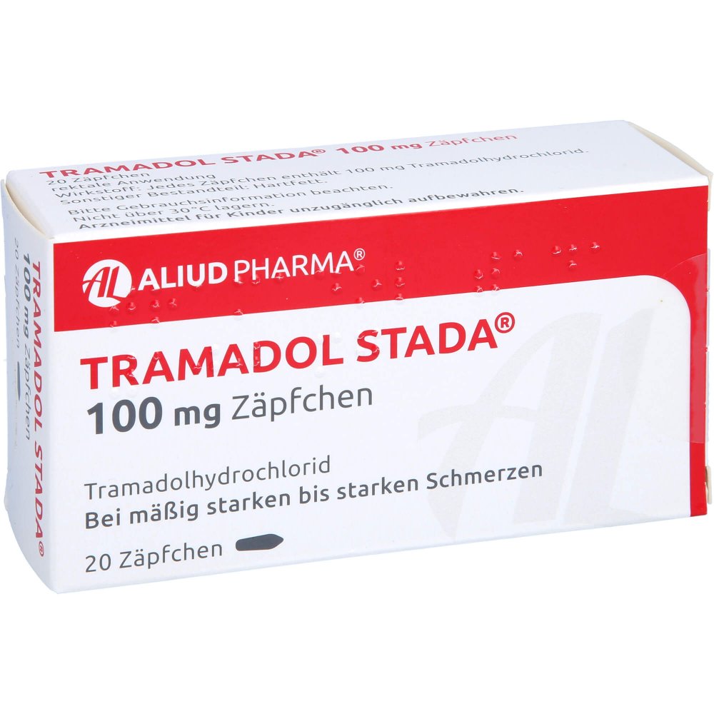 Das Produktfoto zeigt Tramadol Stada 100 Mg Zäpfchen Aliud (20 stk) PZN 15316720
