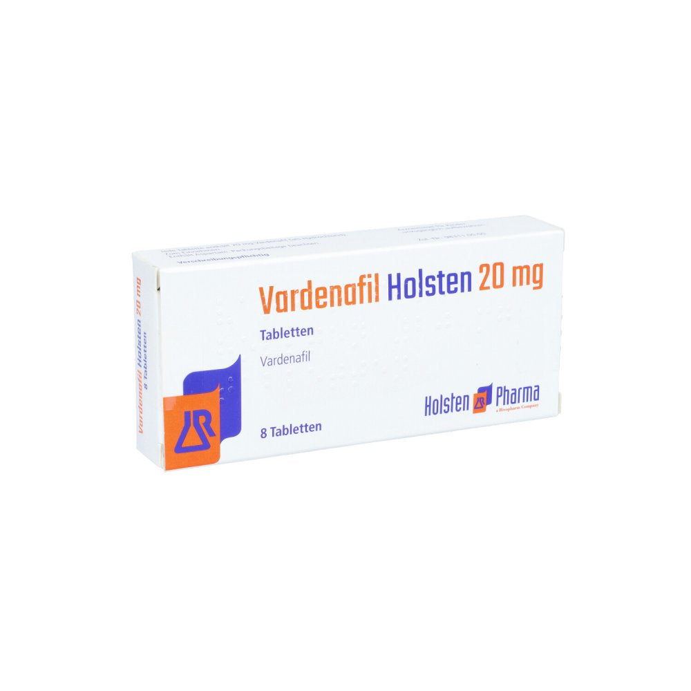 Das Produktfoto zeigt Vardenafil Holsten 20 Mg Tabletten (8 stk) PZN 15319003