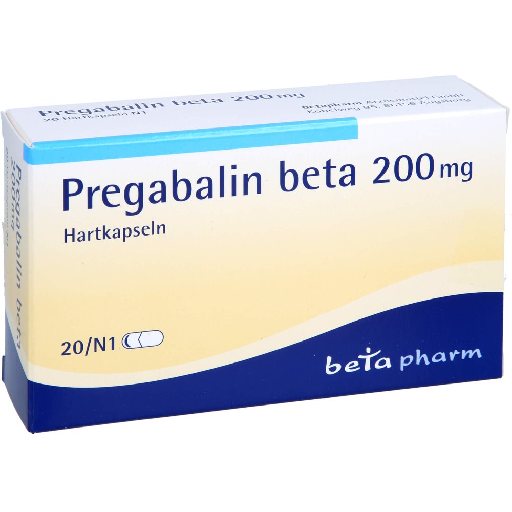 Das Produktfoto zeigt Pregabalin Beta 200 Mg Hartkapseln (20 stk) PZN 15323909