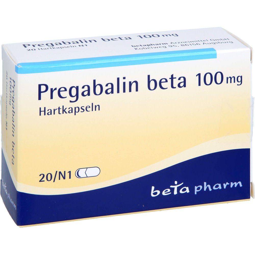 Das Produktfoto zeigt Pregabalin Beta 100 Mg Hartkapseln (20 stk) PZN 15323944
