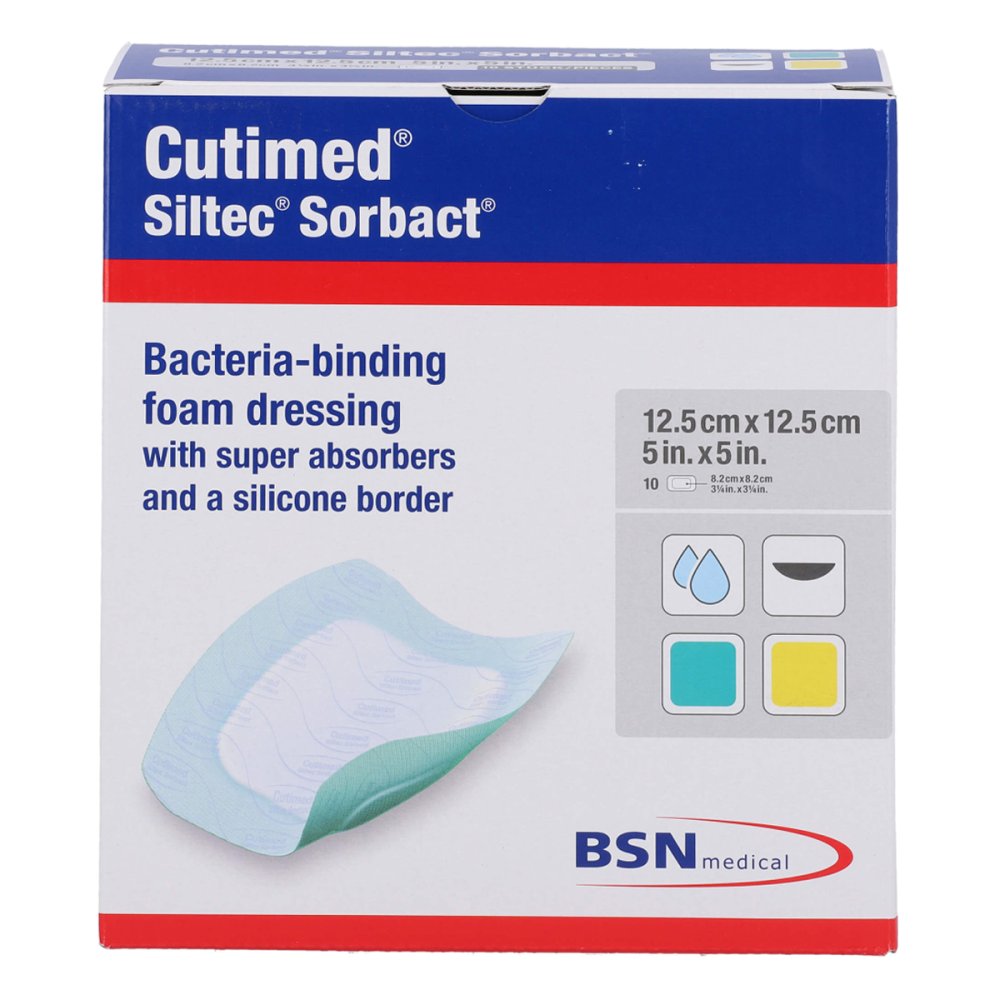 Cutimed Siltec Sorbact Pu-Verb.12,5x12,5 Cm (10 stk)