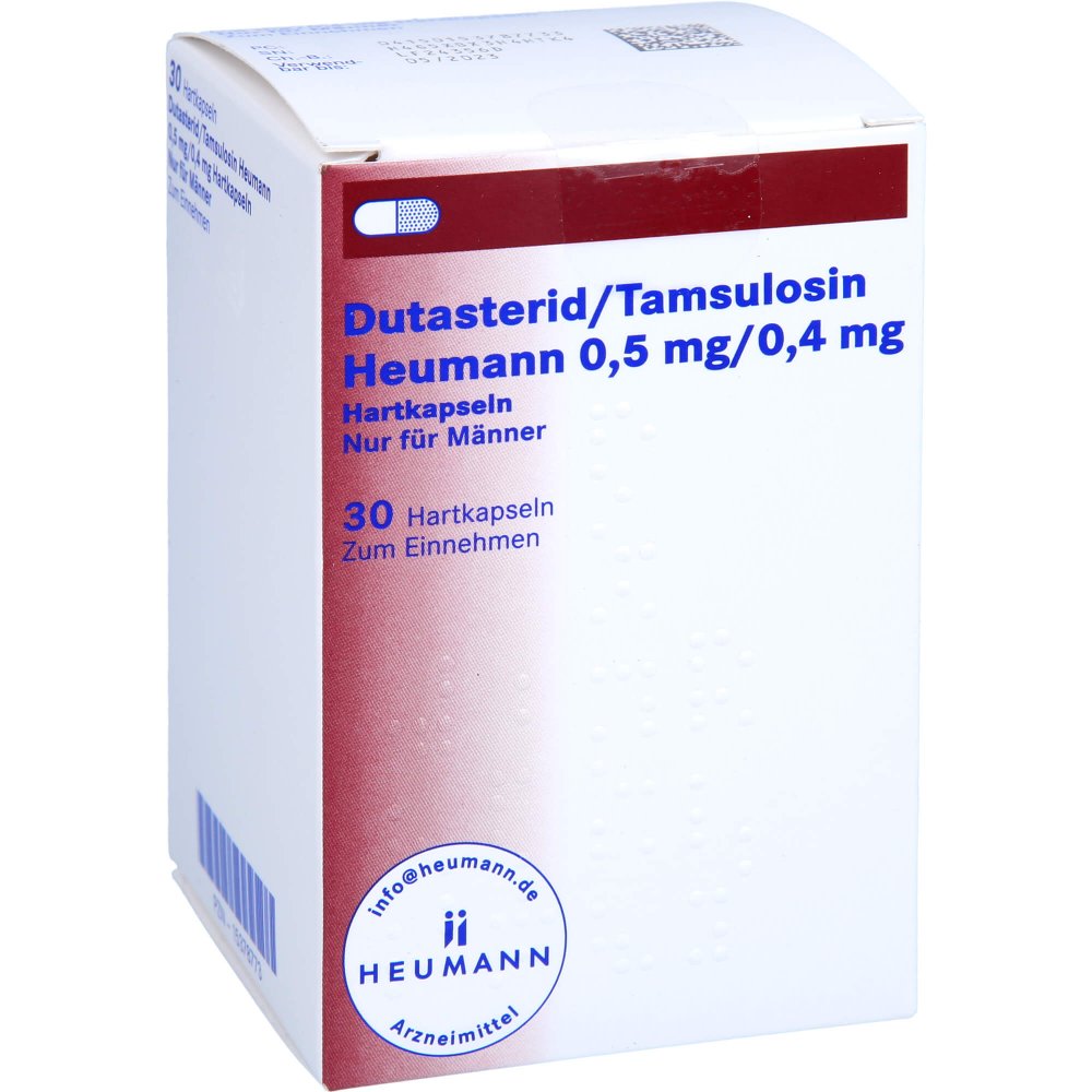 Das Produktfoto zeigt Dutasterid/Tamsulosin Heumann 0,5 Mg/0,4 Mg Hartk. (30 stk) PZN 15378773