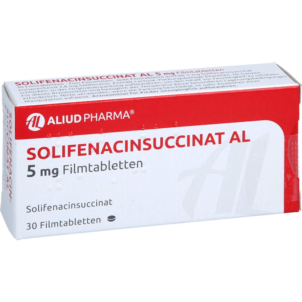 Das Produktfoto zeigt Solifenacinsuccinat Al 5 Mg Filmtabletten (30 stk) PZN 15378879