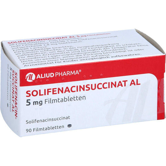 Das Produktfoto zeigt Solifenacinsuccinat Al 5 Mg Filmtabletten (90 stk) PZN 15378891
